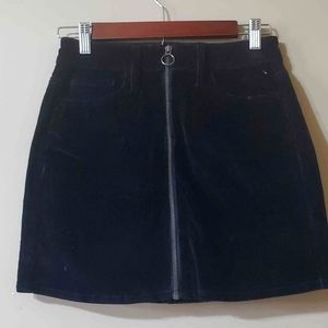 Junior Womens 0 Black Corduroy Zippered Mini Skirt